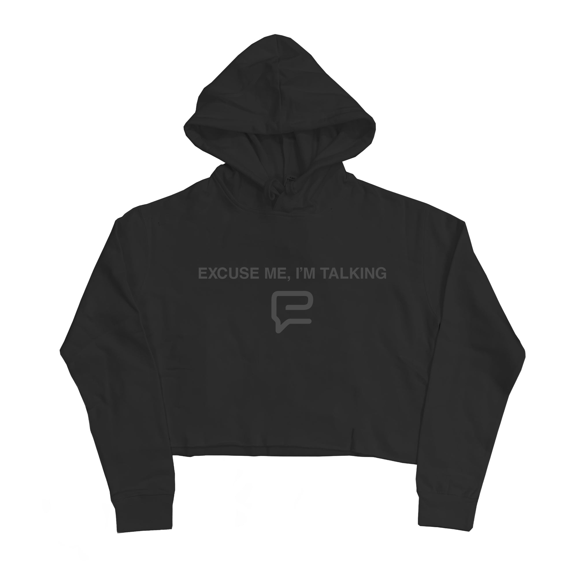 Excuse Me I'm Talking "Black" Cropped Hoodie
